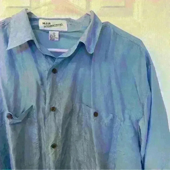 100% Silk M&R International button down Men’s L - Picture 2 of 5